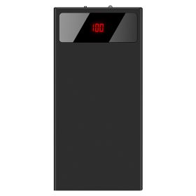 20000mAh Power Bank Ultra Thin External Battery Pack Phone Charger Dual USB Ports Flashlight Battery Remain Display (Color: Black)