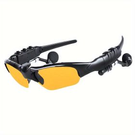 UV Resistant Sport Sunglasses with Wireless Headset Enhance Outdoor Experience (Color: Yellow Lenses)